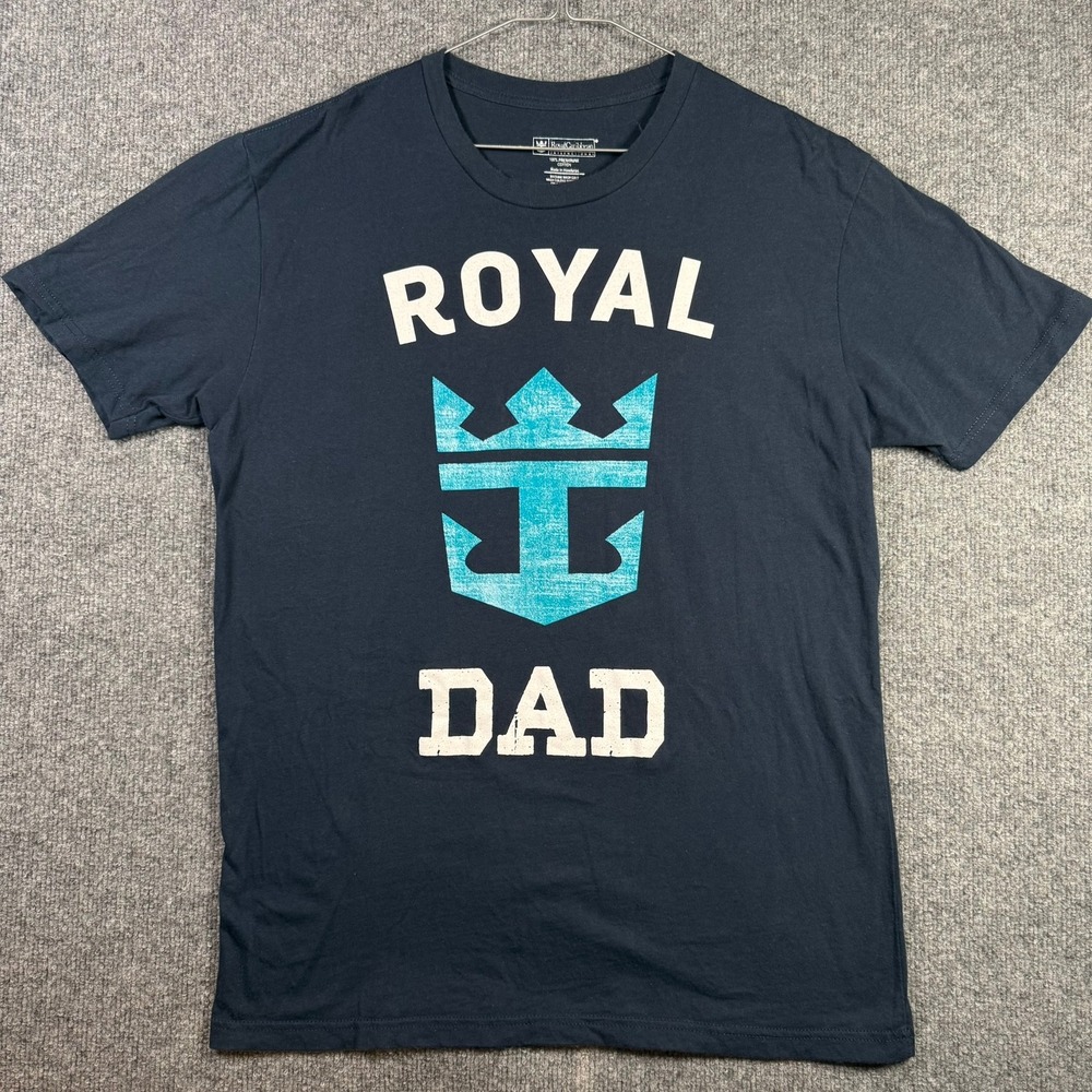 Royal Caribbean T-Shirt Mens Large Navy Royal Dad Graphic Short Sleeve Tee